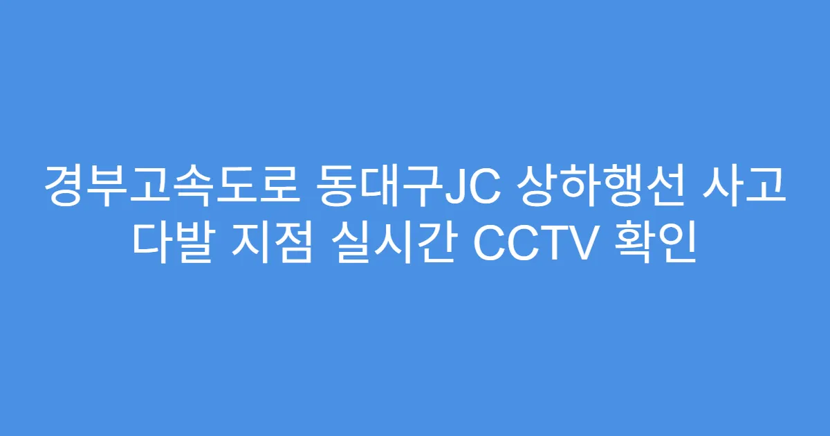 경부고속도로 동대구JC 상하행선 사고 다발 지점 실시간 CCTV 확인