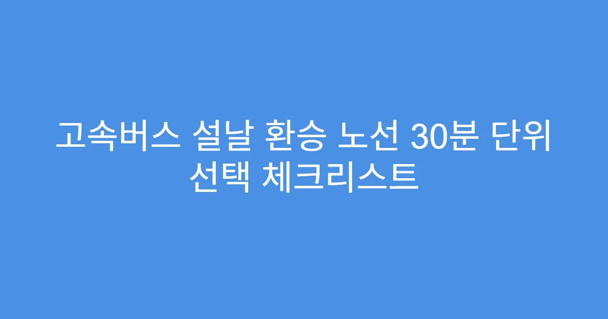 고속버스 설날 환승 노선 30분 단위 선택 체크리스트