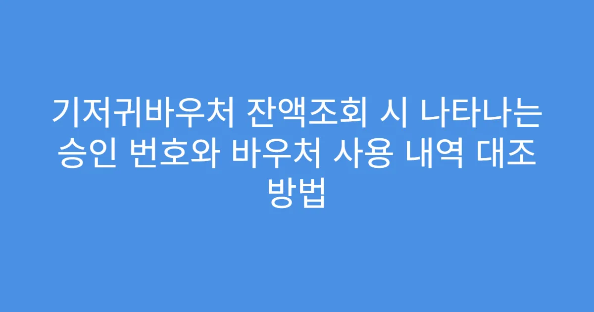 기저귀바우처 잔액조회 시 나타나는 승인 번호와 바우처 사용 내역 대조 방법