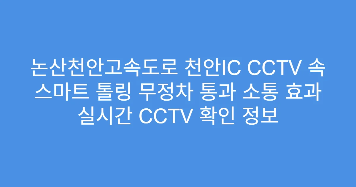 논산천안고속도로 천안IC CCTV 속 스마트 톨링 무정차 통과 소통 효과 실시간 CCTV 확인 정보