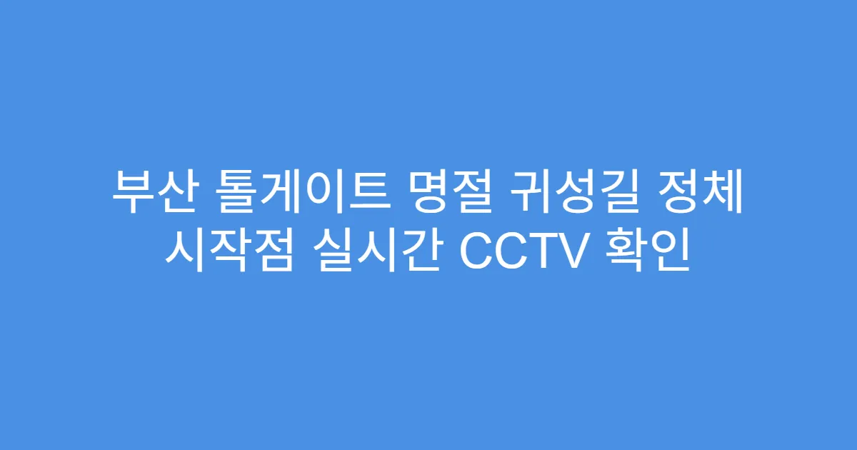 부산 톨게이트 명절 귀성길 정체 시작점 실시간 CCTV 확인