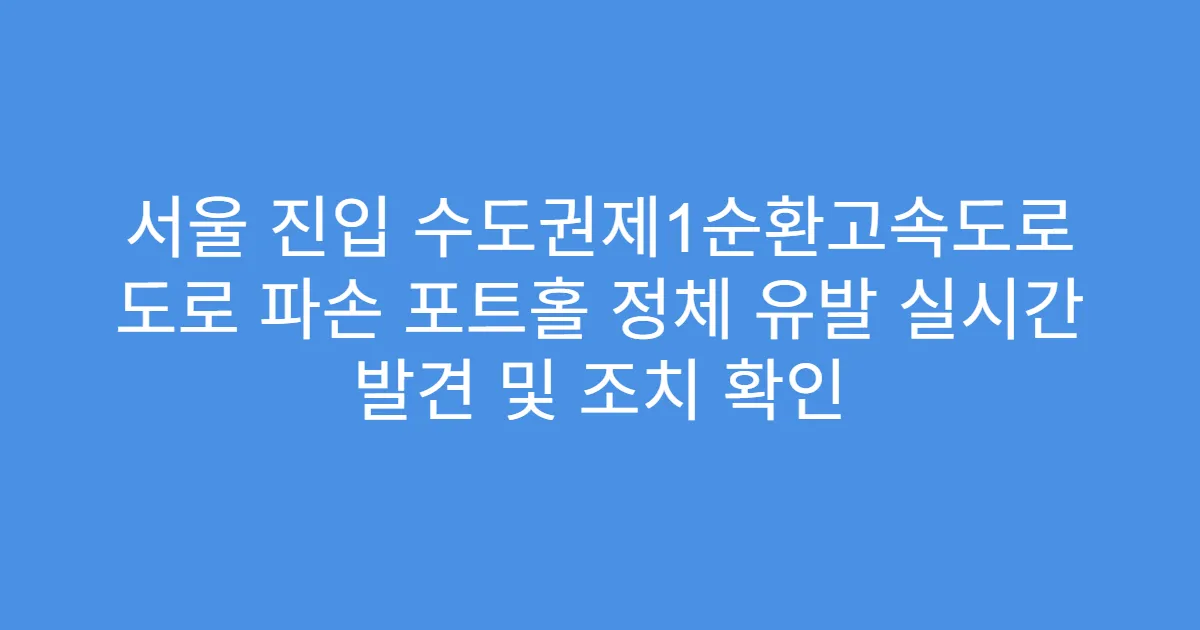 서울 진입 수도권제1순환고속도로 도로 파손 포트홀 정체 유발 실시간 발견 및 조치 확인