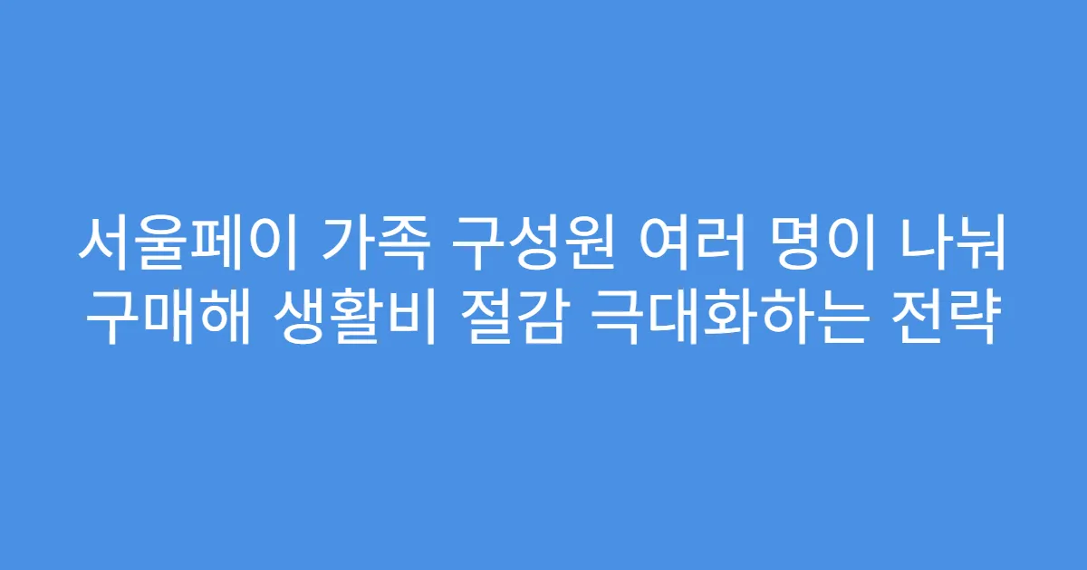 서울페이 가족 구성원 여러 명이 나눠 구매해 생활비 절감 극대화하는 전략