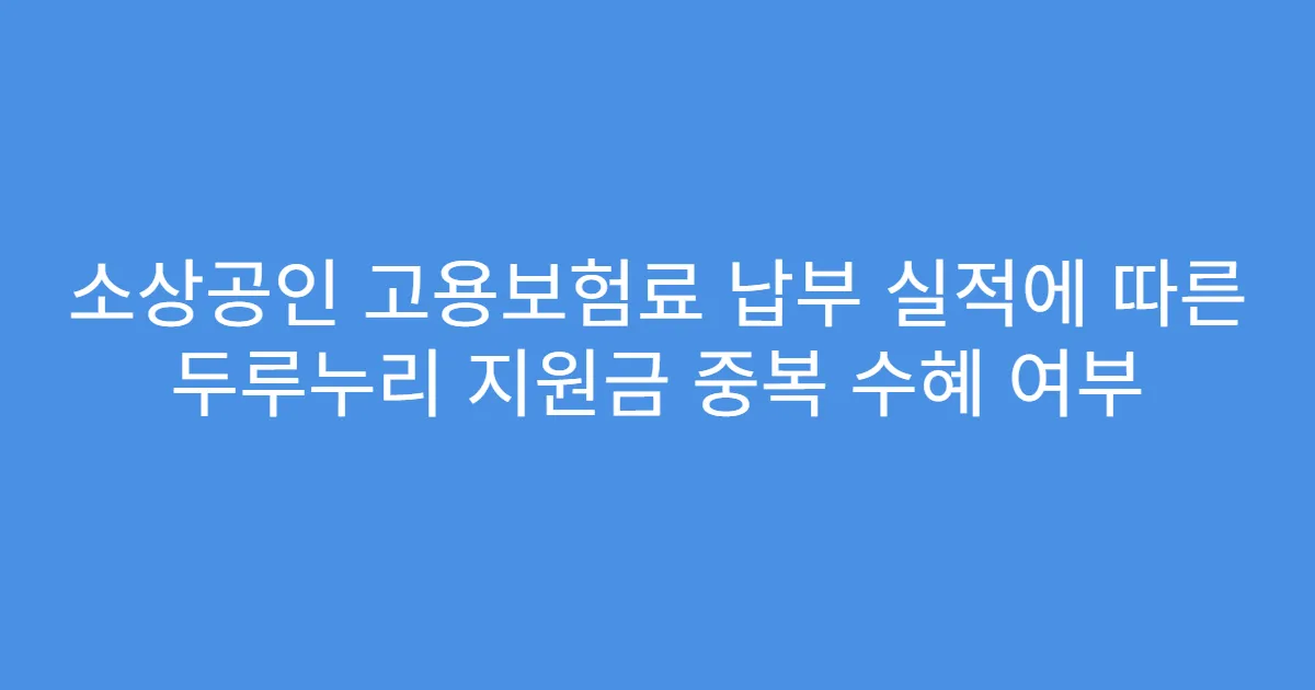 소상공인 고용보험료 납부 실적에 따른 두루누리 지원금 중복 수혜 여부
