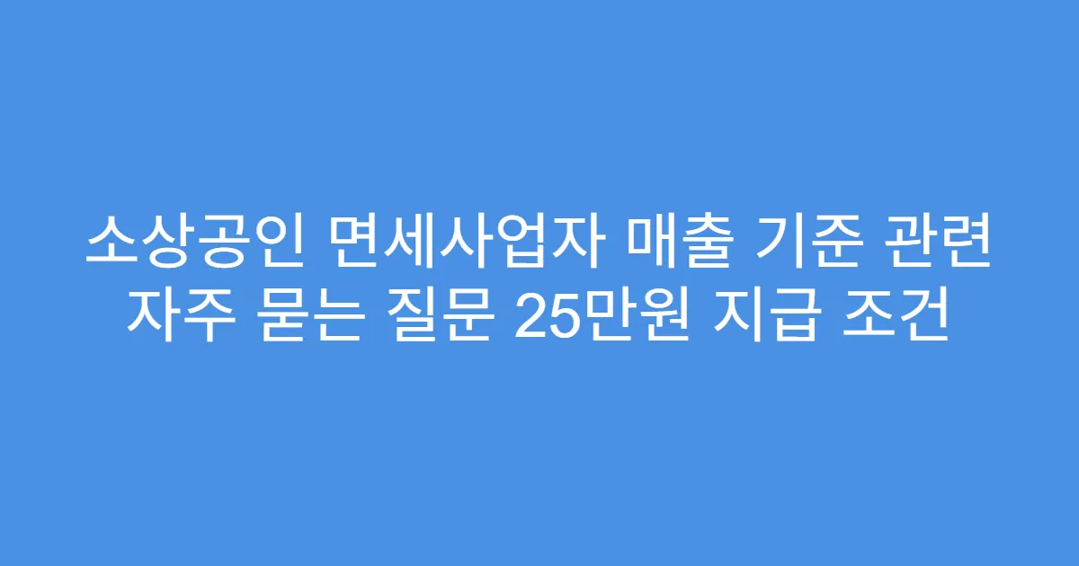 소상공인 면세사업자 매출 기준 관련 자주 묻는 질문 25만원 지급 조건