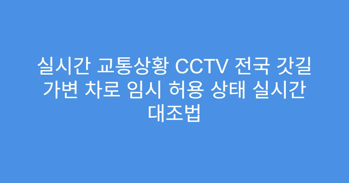 실시간 교통상황 CCTV 전국 갓길 가변 차로 임시 허용 상태 실시간 대조법