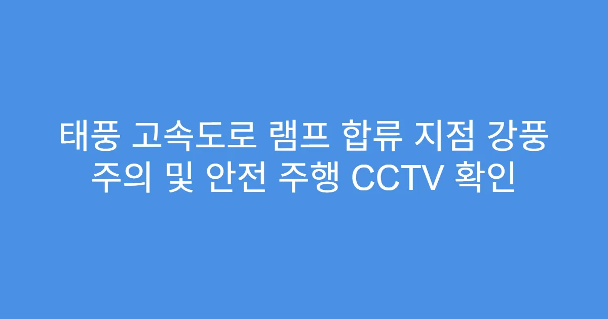 태풍 고속도로 램프 합류 지점 강풍 주의 및 안전 주행 CCTV 확인