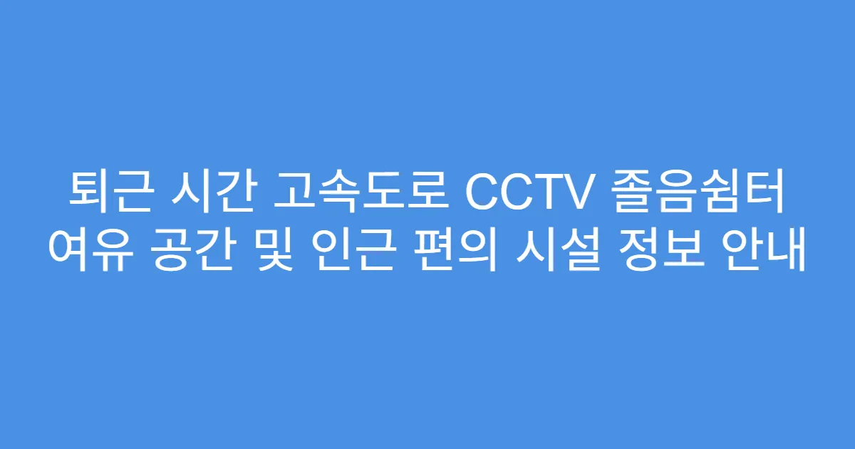 퇴근 시간 고속도로 CCTV 졸음쉼터 여유 공간 및 인근 편의 시설 정보 안내