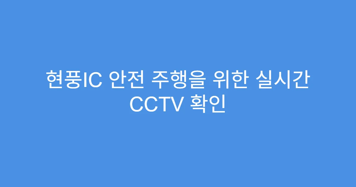 현풍IC 안전 주행을 위한 실시간 CCTV 확인