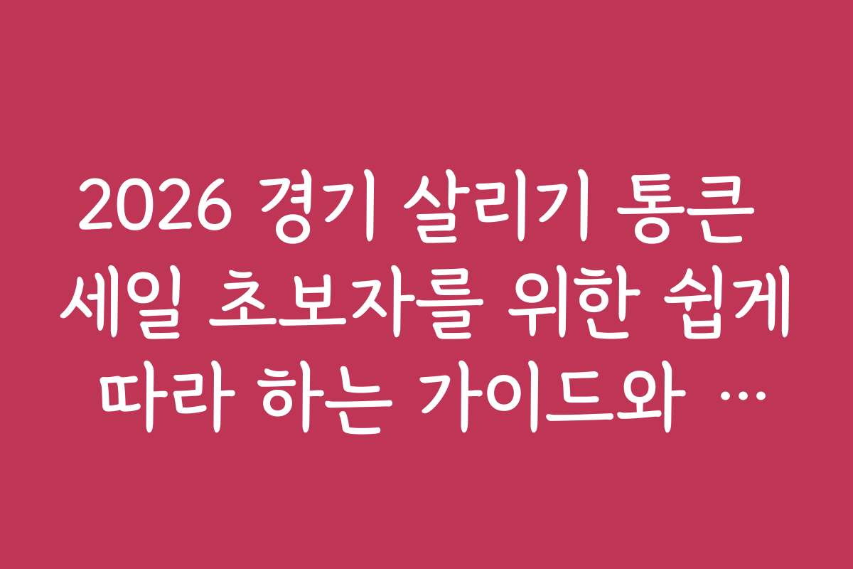 2026 경기 살리기 통큰 세일 초보자를 위한 쉽게 따라 하는 가이드와 추천 상품