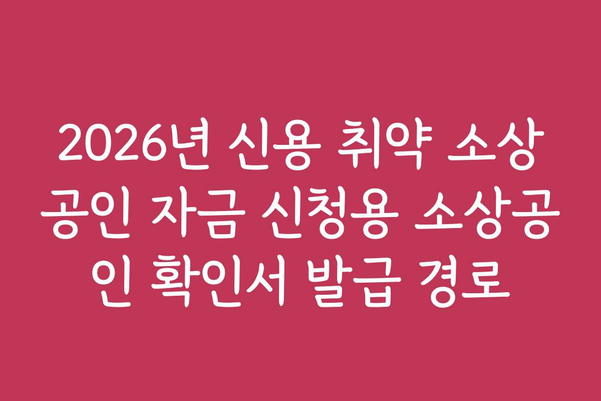 2026년 신용 취약 소상공인 자금 신청용 소상공인 확인서 발급 경로