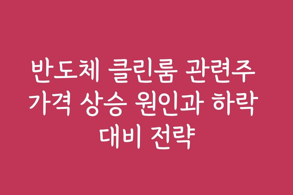 반도체 클린룸 관련주 가격 상승 원인과 하락 대비 전략