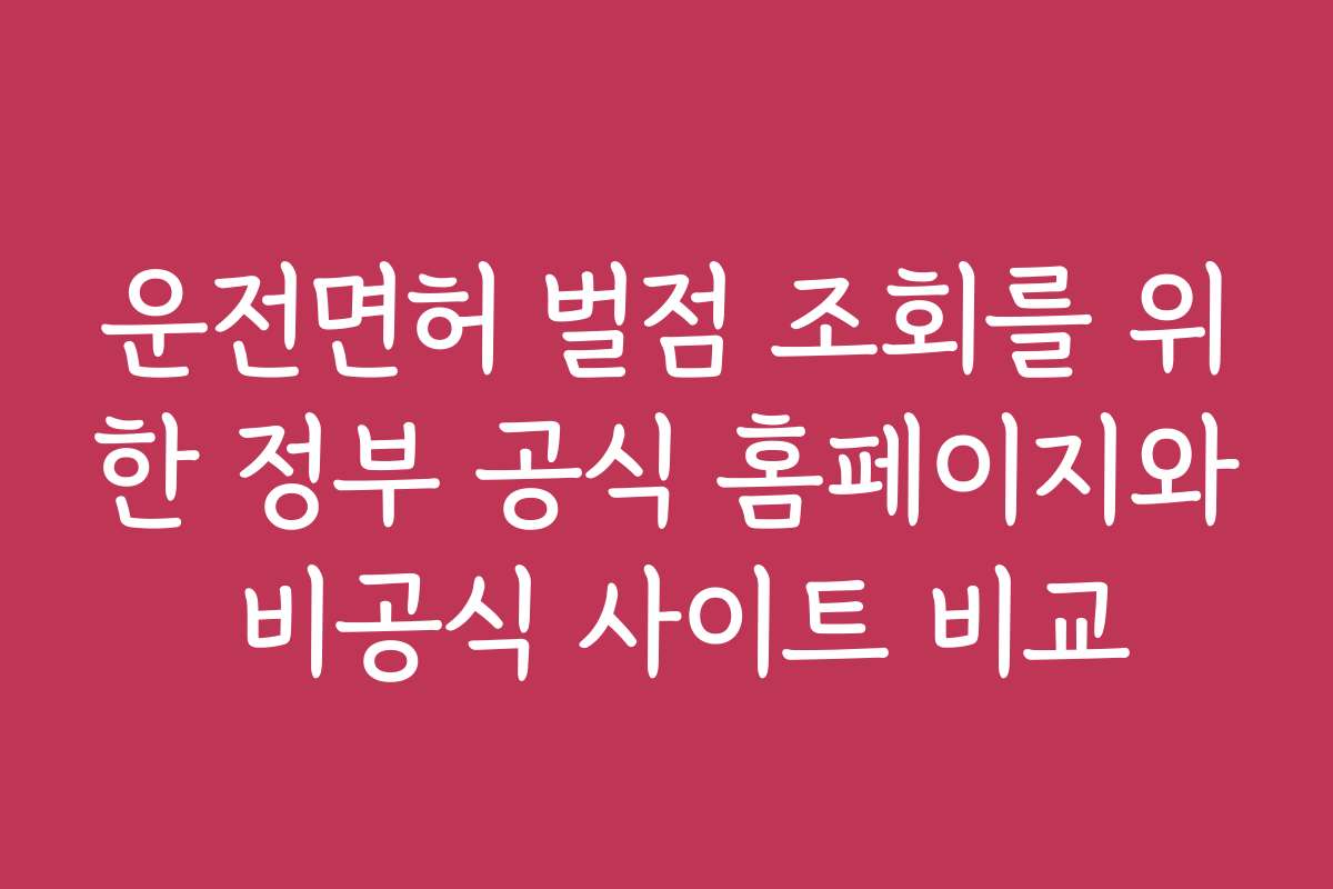 운전면허 벌점 조회를 위한 정부 공식 홈페이지와 비공식 사이트 비교