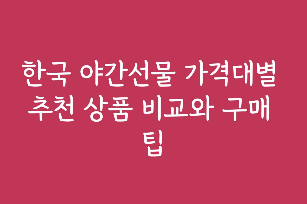 한국 야간선물 가격대별 추천 상품 비교와 구매 팁