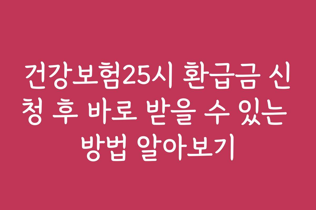 건강보험25시 환급금 신청 후 바로 받을 수 있는 방법 알아보기