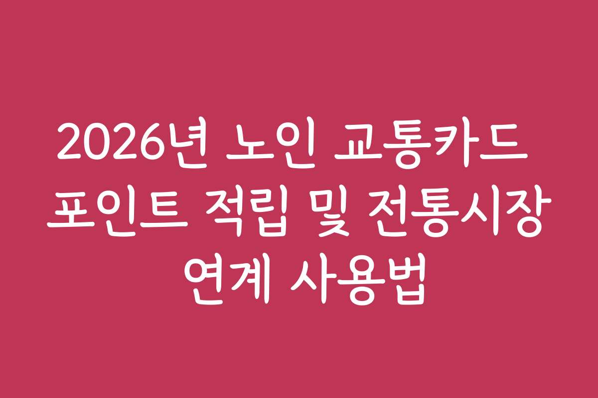 2026년 노인 교통카드 포인트 적립 및 전통시장 연계 사용법