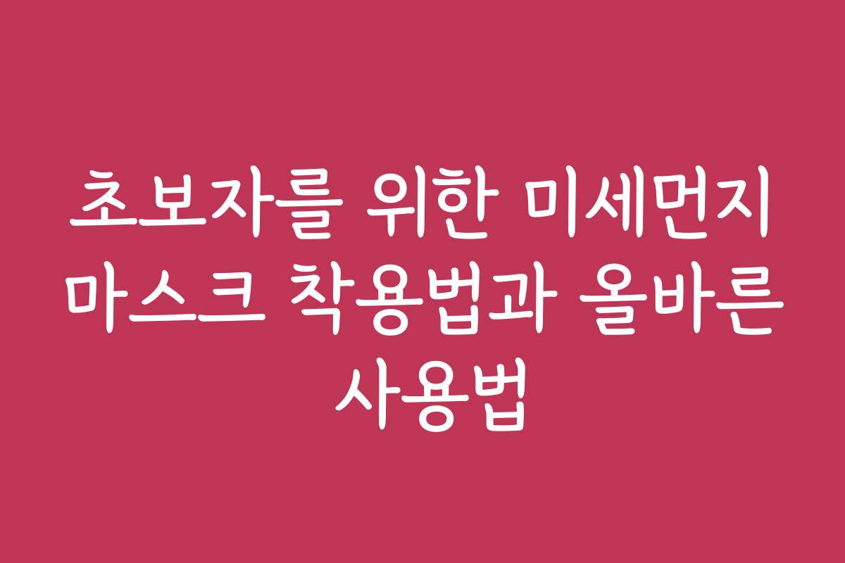 초보자를 위한 미세먼지마스크 착용법과 올바른 사용법