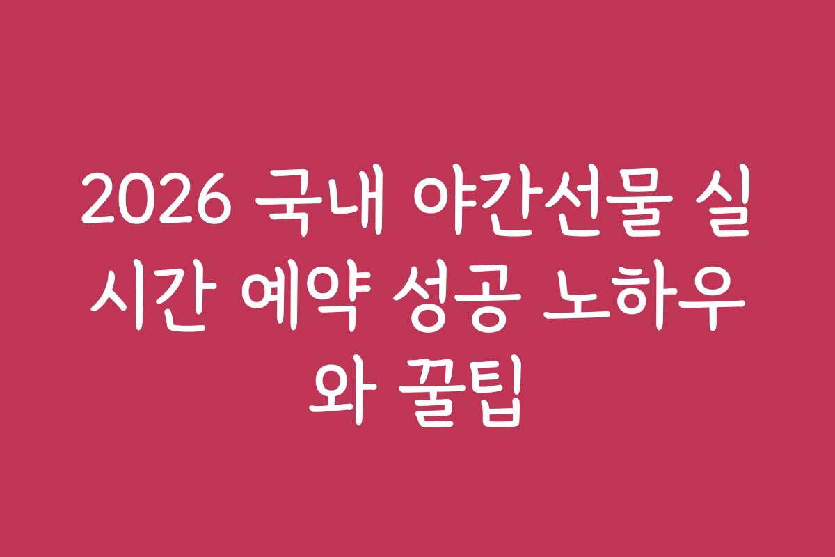 2026 국내 야간선물 실시간 예약 성공 노하우와 꿀팁