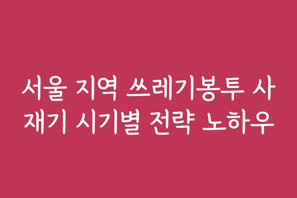 서울 지역 쓰레기봉투 사재기 시기별 전략 노하우