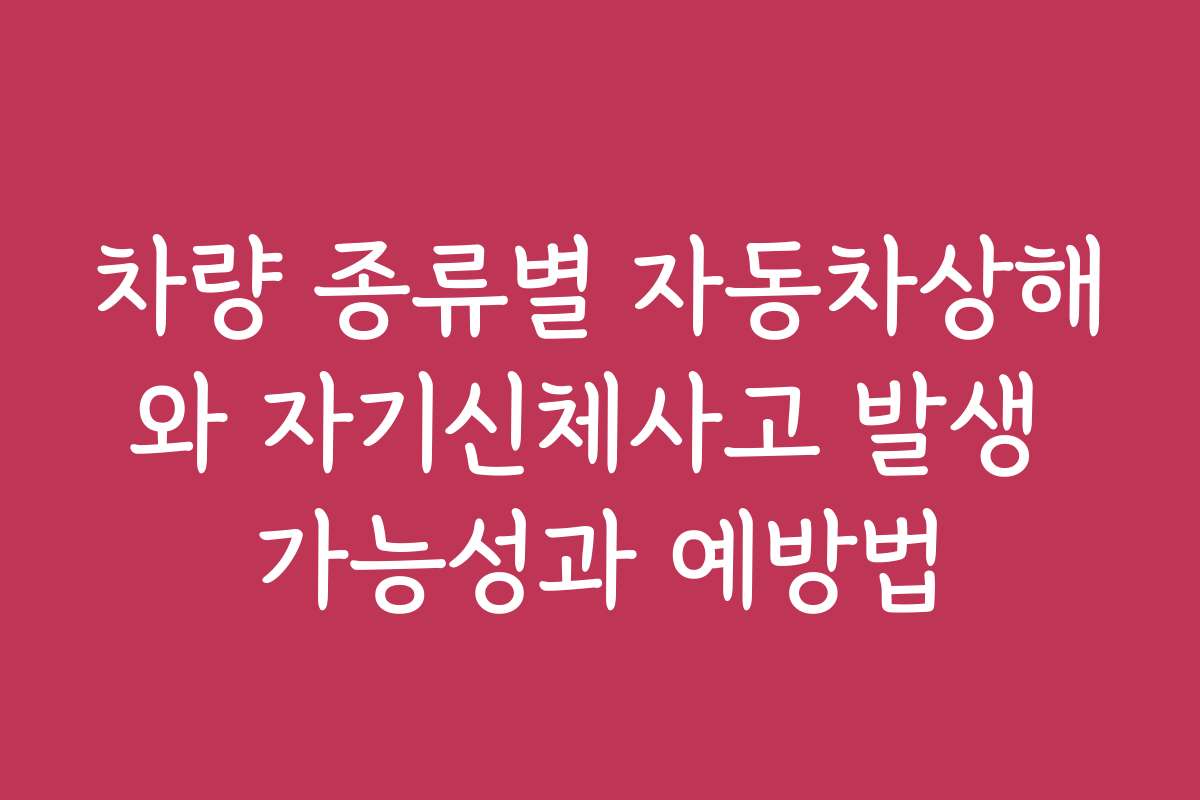 차량 종류별 자동차상해와 자기신체사고 발생 가능성과 예방법