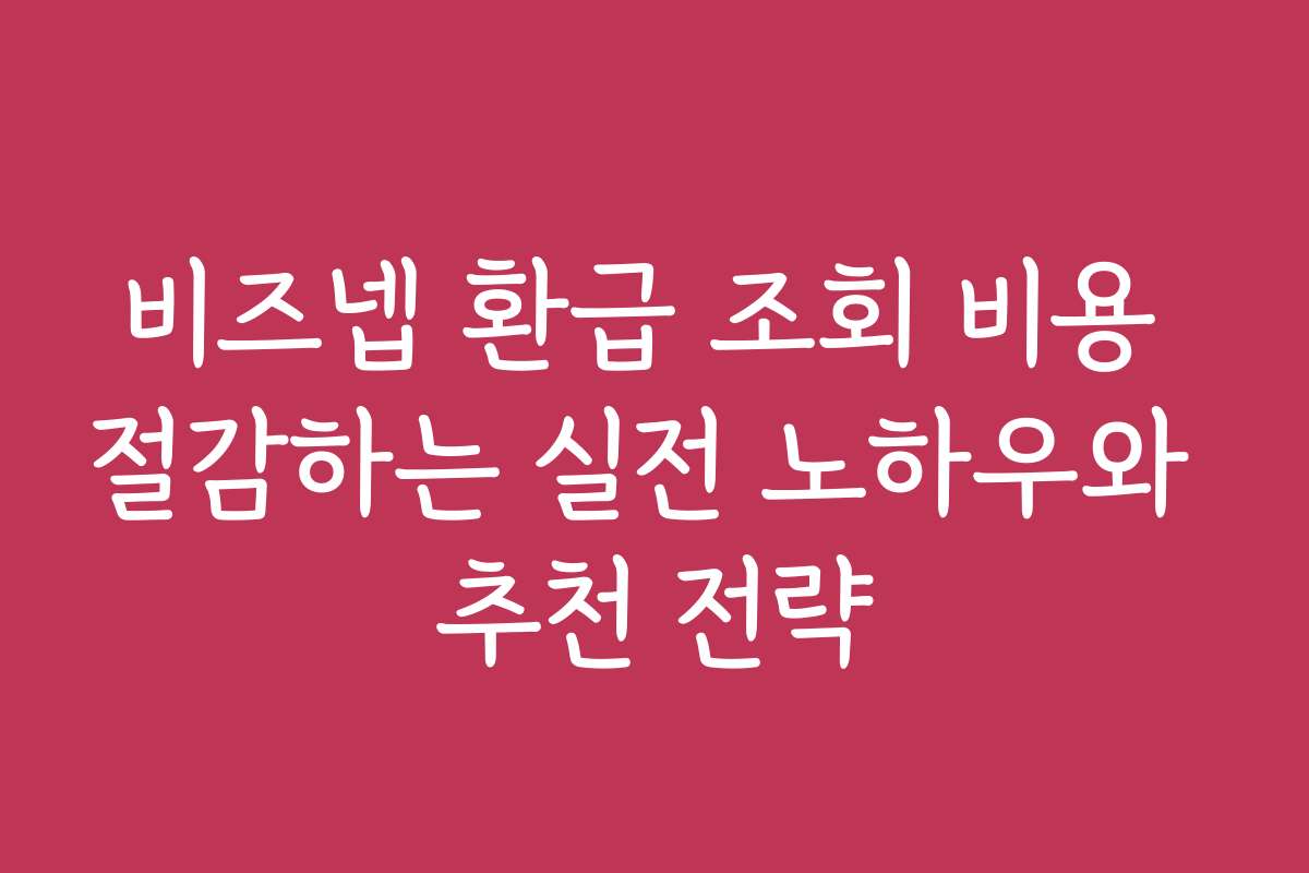 비즈넵 환급 조회 비용 절감하는 실전 노하우와 추천 전략