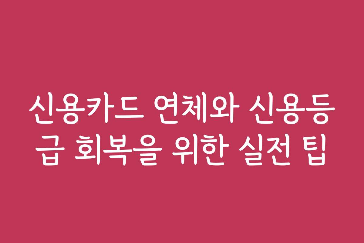 신용카드 연체와 신용등급 회복을 위한 실전 팁