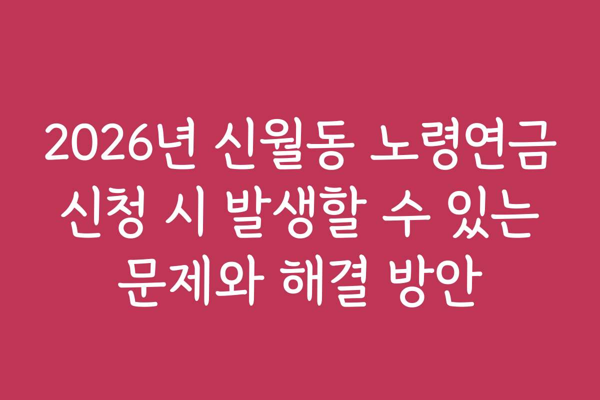 2026년 신월동 노령연금 신청 시 발생할 수 있는 문제와 해결 방안