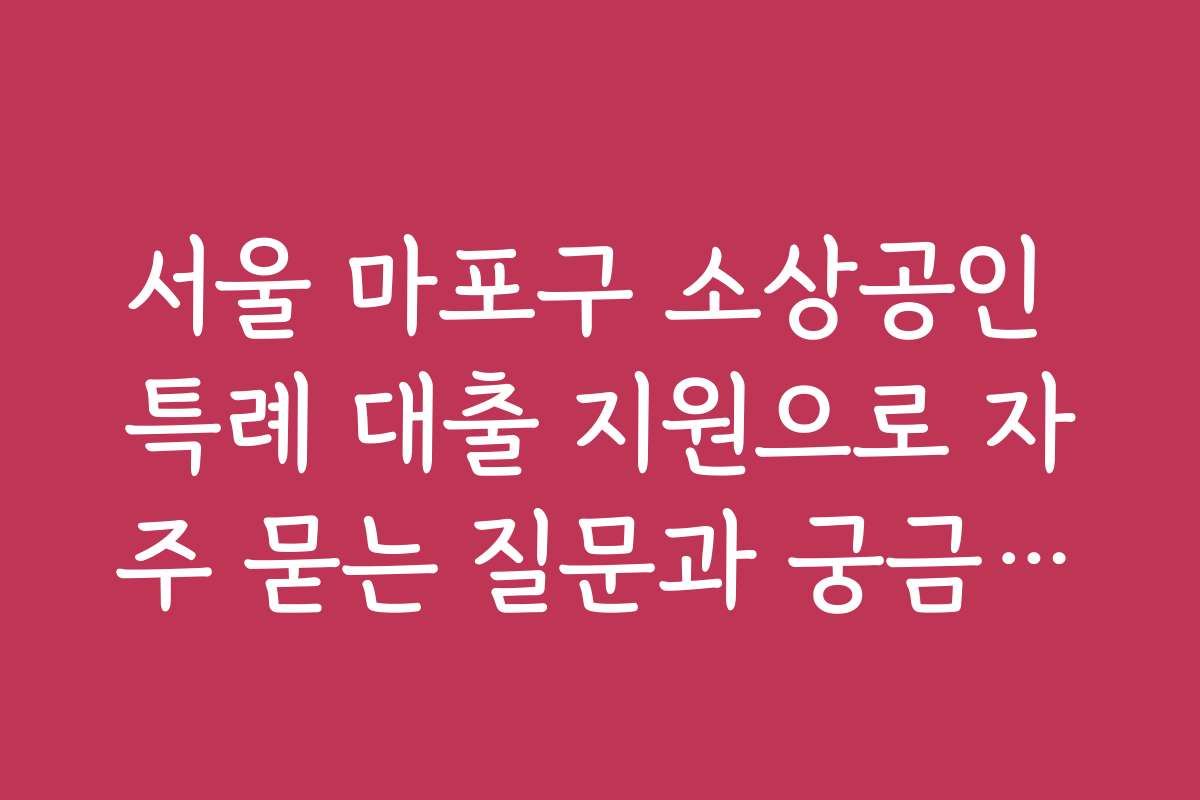 서울 마포구 소상공인 특례 대출 지원으로 자주 묻는 질문과 궁금증을 해결하세요
