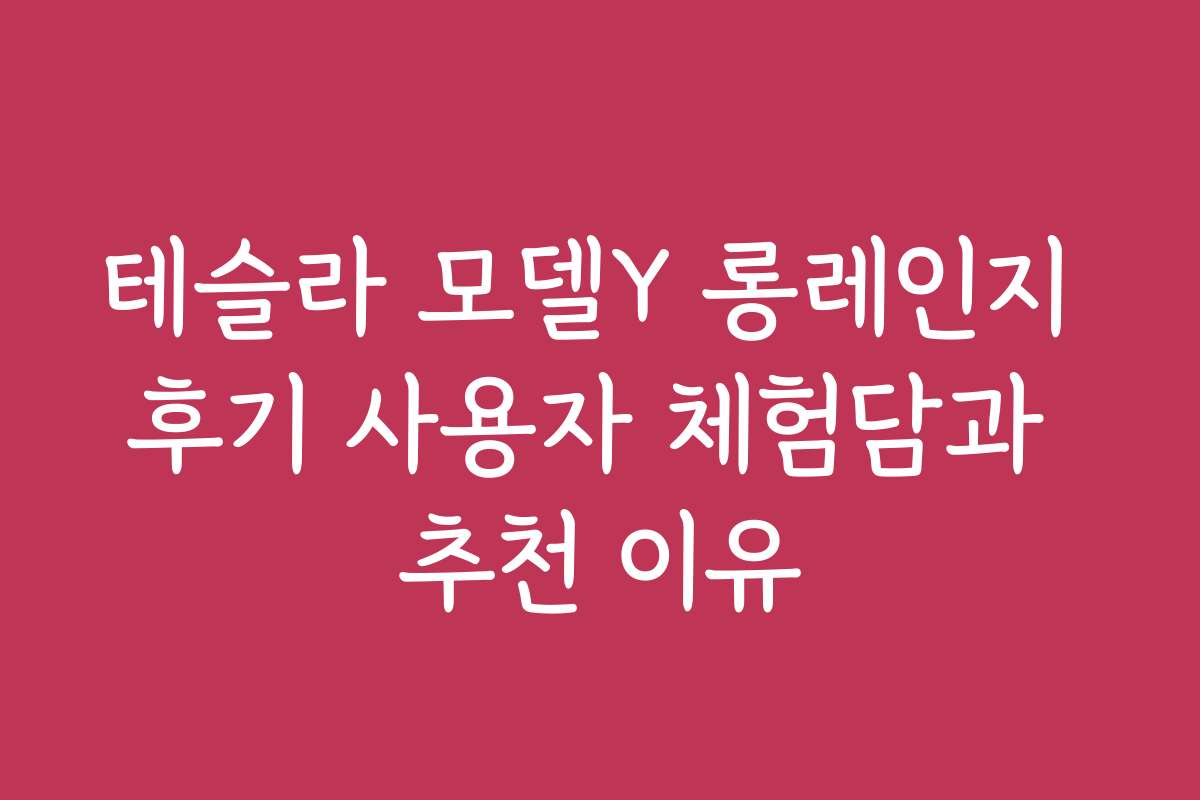 테슬라 모델Y 롱레인지 후기 사용자 체험담과 추천 이유