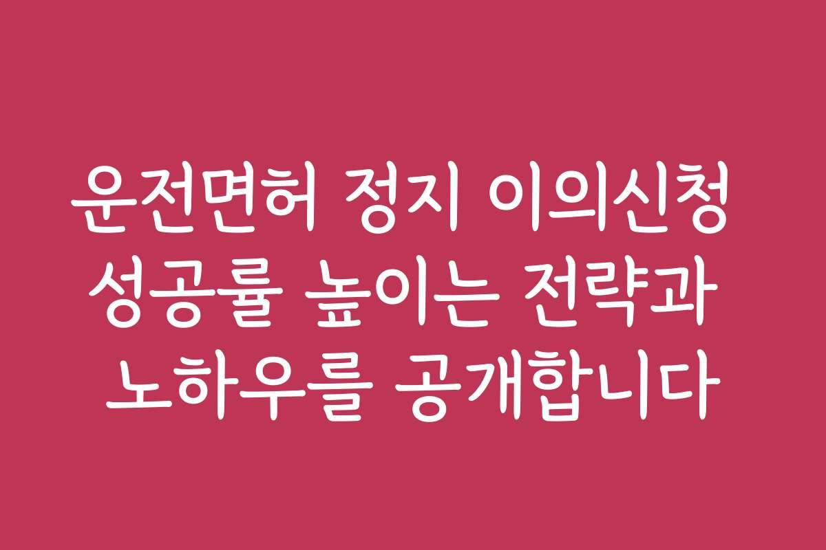 운전면허 정지 이의신청 성공률 높이는 전략과 노하우를 공개합니다
