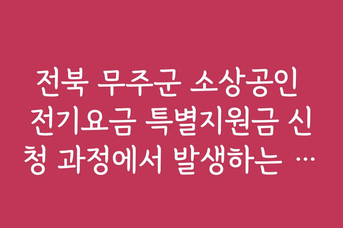 전북 무주군 소상공인 전기요금 특별지원금 신청 과정에서 발생하는 문제 해결 방법을 안내합니다