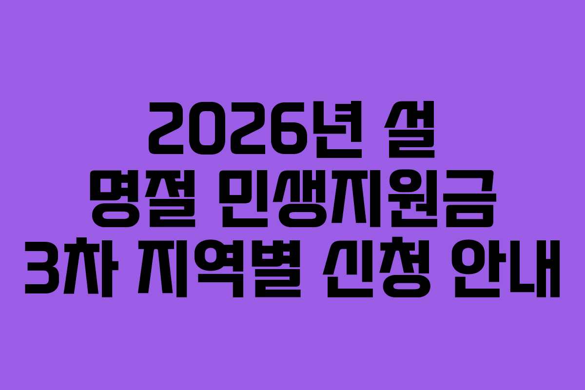 2026년 설 명절 민생지원금 3차 지역별 신청 안내