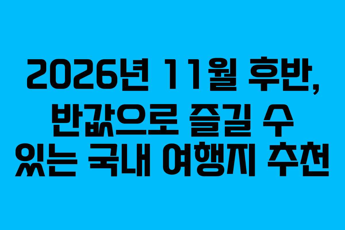 2026년 11월 후반, 반값으로 즐길 수 있는 국내 여행지 추천