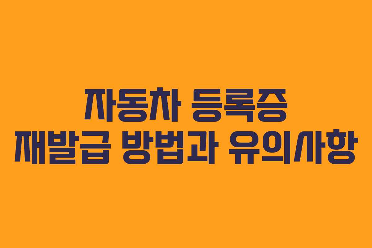 자동차 등록증 재발급 방법과 유의사항