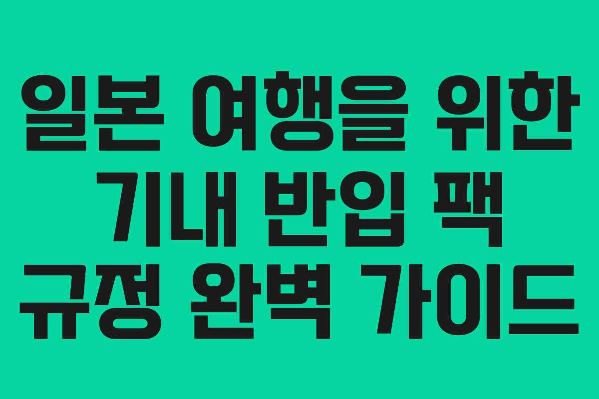 일본 여행을 위한 기내 반입 팩 규정 완벽 가이드
