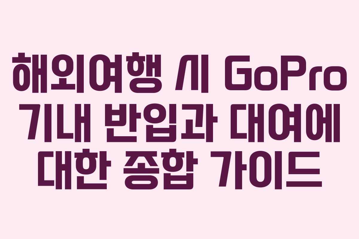 해외여행 시 GoPro 기내 반입과 대여에 대한 종합 가이드