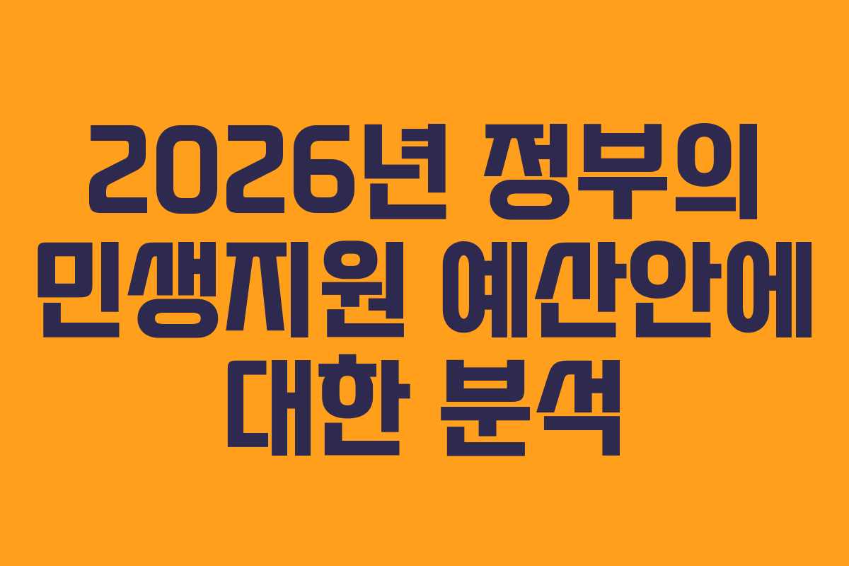 2026년 정부의 민생지원 예산안에 대한 분석