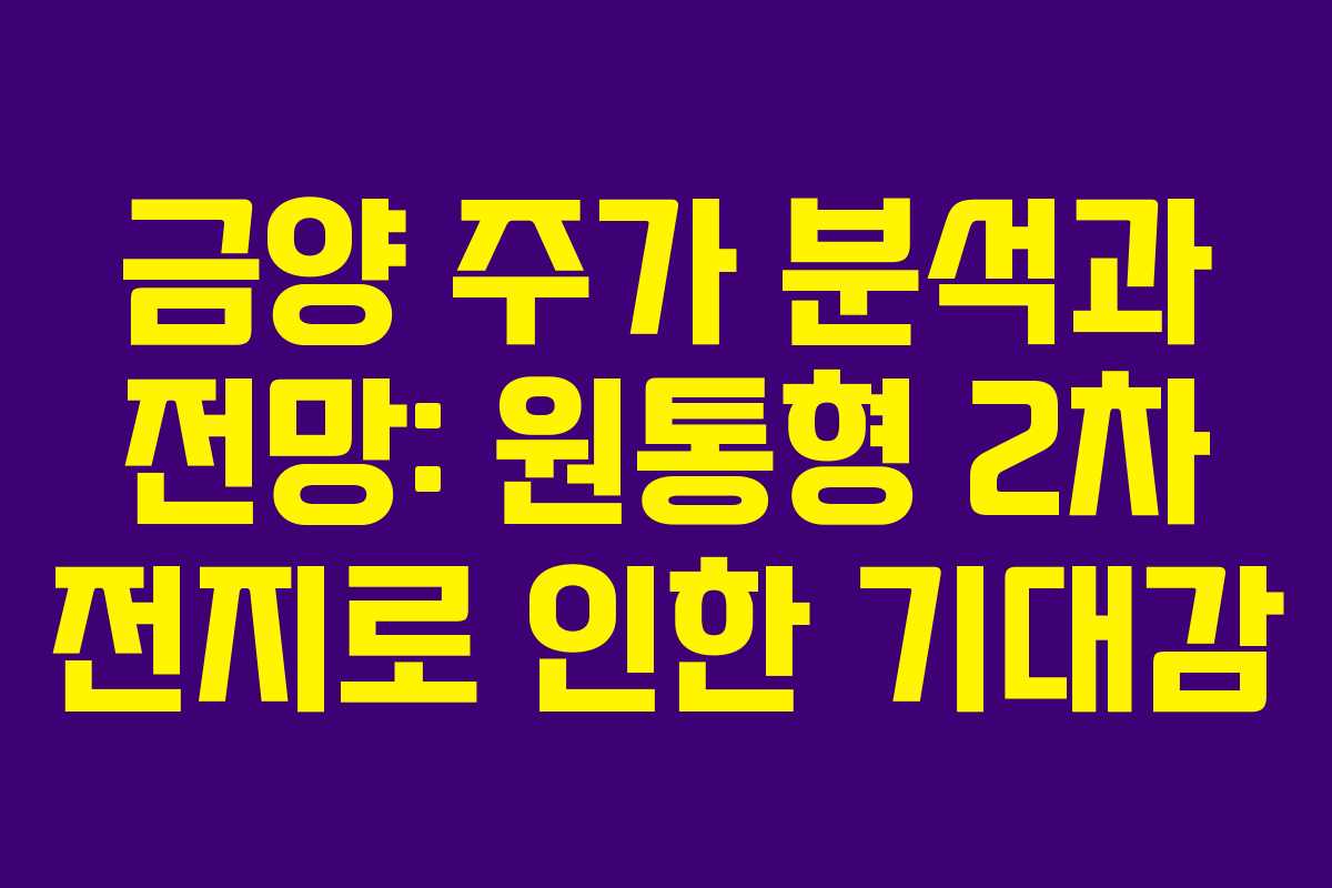 금양 주가 분석과 전망: 원통형 2차 전지로 인한 기대감