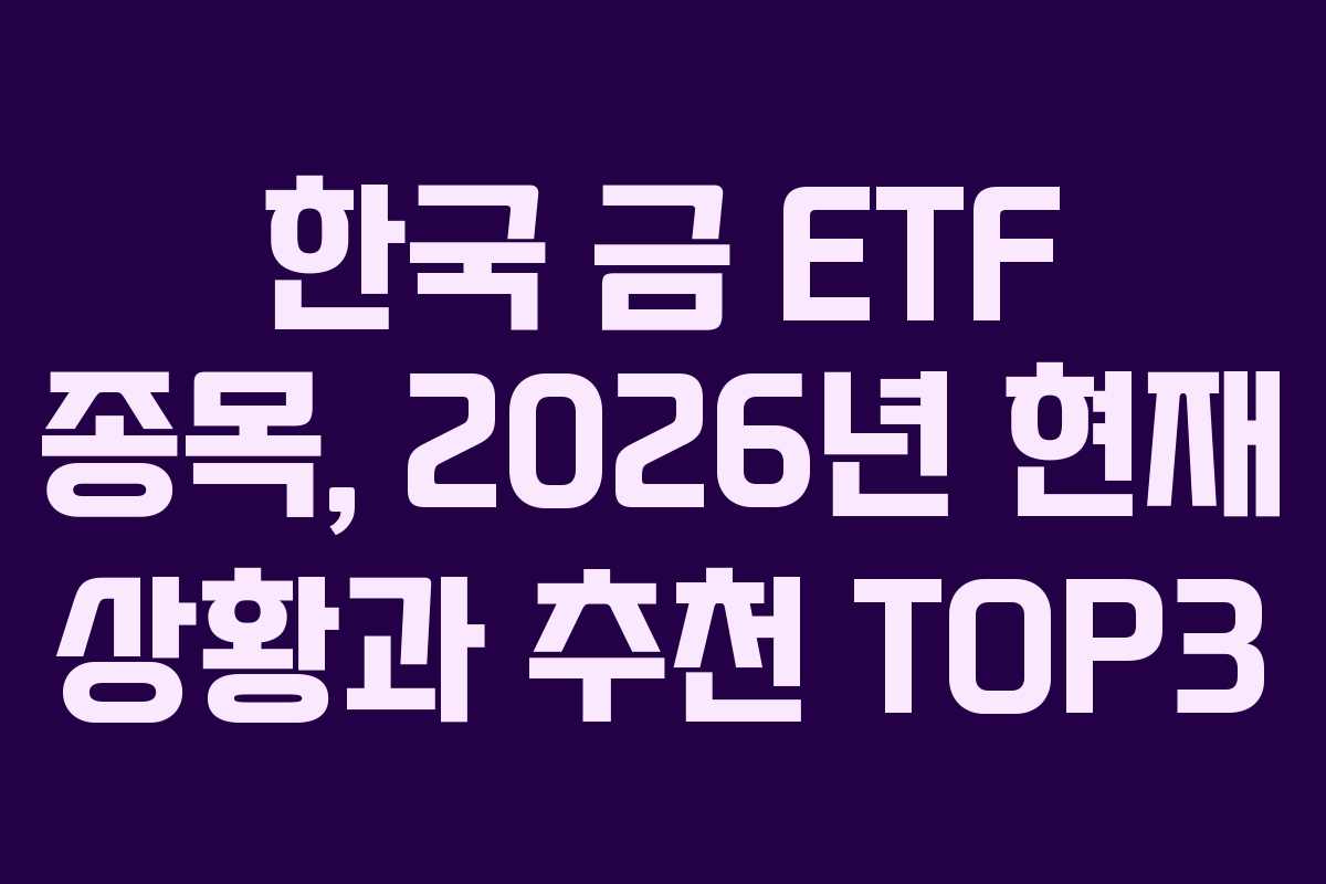 한국 금 ETF 종목, 2026년 현재 상황과 추천 TOP3