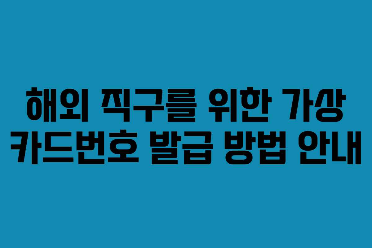 해외 직구를 위한 가상 카드번호 발급 방법 안내