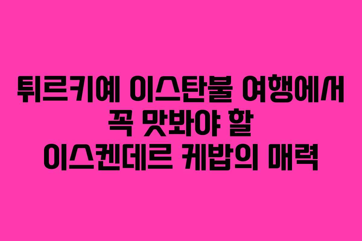 튀르키예 이스탄불 여행에서 꼭 맛봐야 할 이스켄데르 케밥의 매력