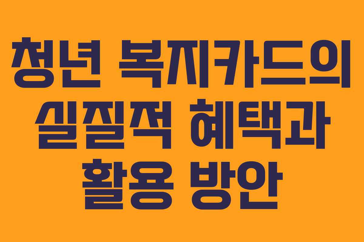 청년 복지카드의 실질적 혜택과 활용 방안
