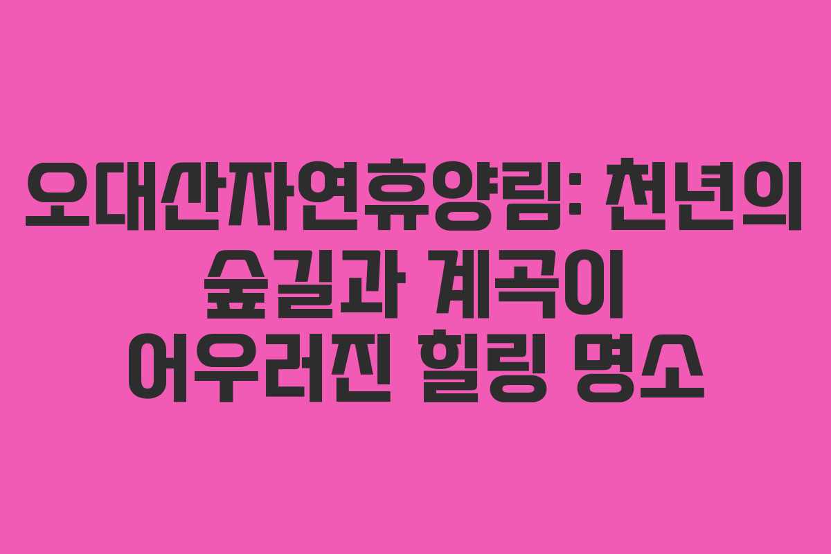오대산자연휴양림: 천년의 숲길과 계곡이 어우러진 힐링 명소