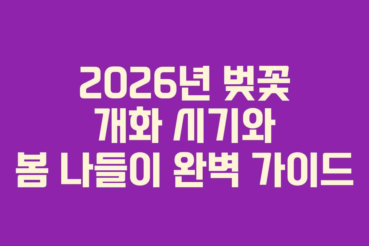 2026년 벚꽃 개화 시기와 봄 나들이 완벽 가이드