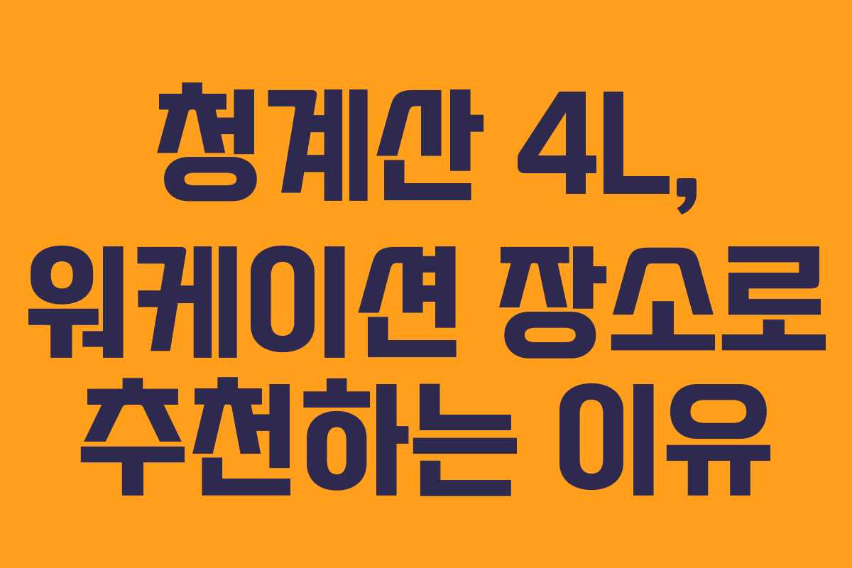 청계산 4L, 워케이션 장소로 추천하는 이유