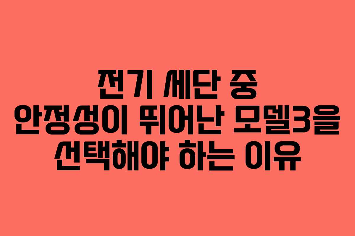 전기 세단 중 안정성이 뛰어난 모델3을 선택해야 하는 이유