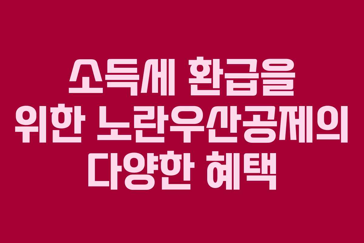 소득세 환급을 위한 노란우산공제의 다양한 혜택