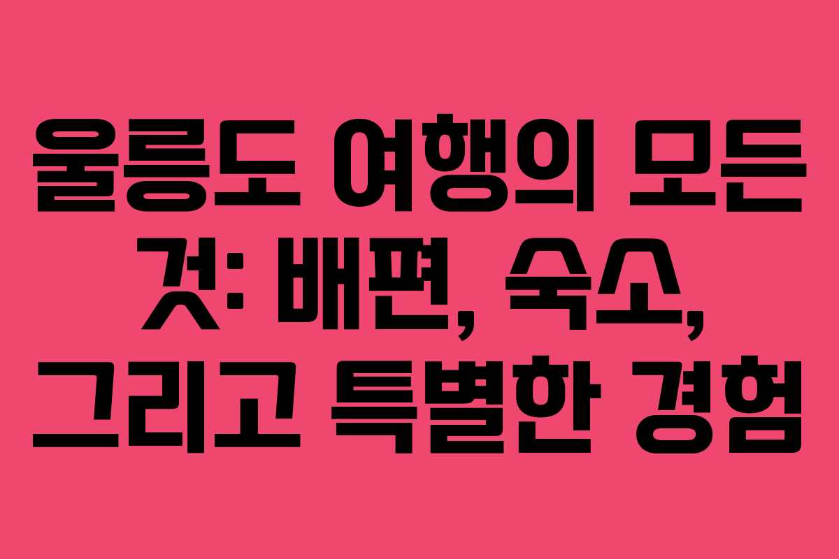 울릉도 여행의 모든 것: 배편, 숙소, 그리고 특별한 경험
