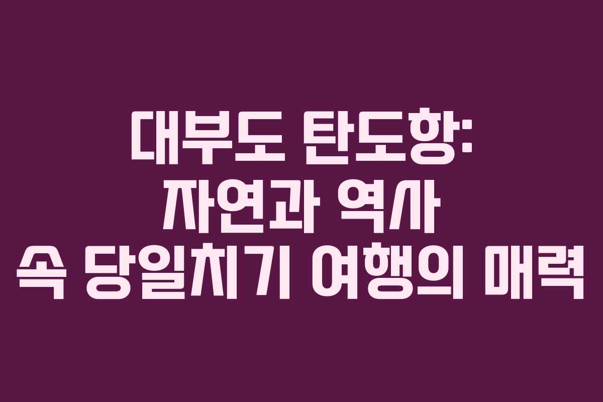 대부도 탄도항: 자연과 역사 속 당일치기 여행의 매력
