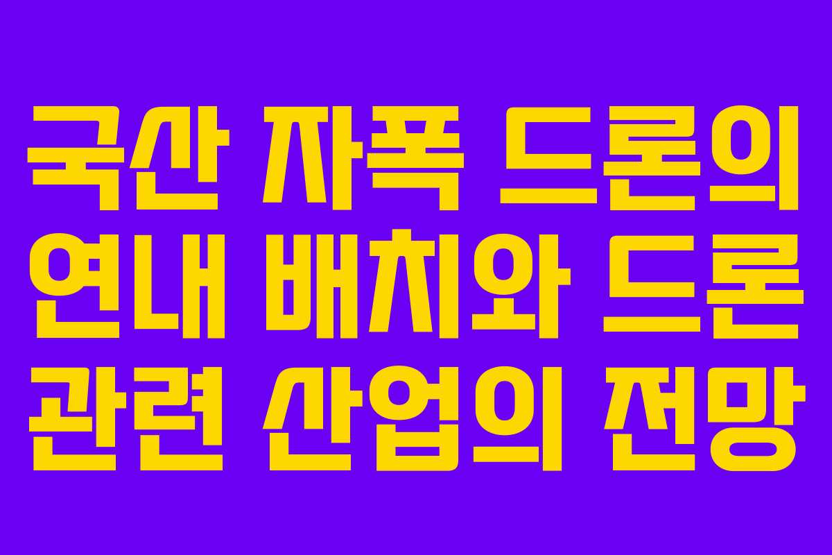 국산 자폭 드론의 연내 배치와 드론 관련 산업의 전망